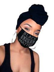Black Lives Matter Face Mask & Headwrap - Black