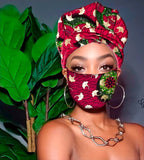 Amy Slip On Satin Lined Headwrap and Mask
