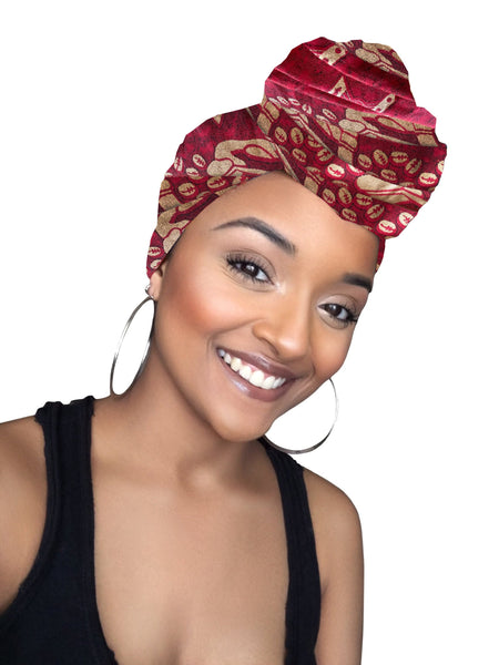 Red and Gold  headwrap