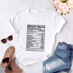 Melanin Queen Nutritional Facts White T-Shirt