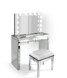 Complete set - Mirrored Dimmable Hollywood Makeup Mirror LED + Built-in Outlets, chair and Vanity christmas gift, gift for girlfriend, gift