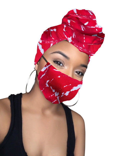 Robin stretched fabrics Headwrap and Face Mask combo