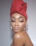 Burgundy Jersey Knit Stretched Fabric Satin Lined Headwrap