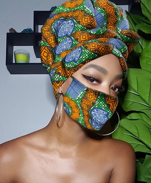 Rene Slip On Satin Lined Headwrap and Mask
