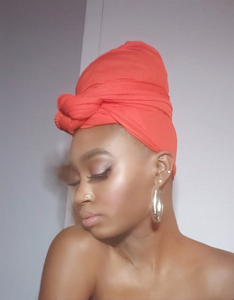 Peach Jersey Knit Stretched Fabric Headwrap