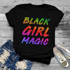 Black Girl Magic Glitter Print T-Shirt