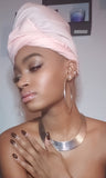 Light Pink Jersey Knit Stretched Fabric  Headwrap and Mask