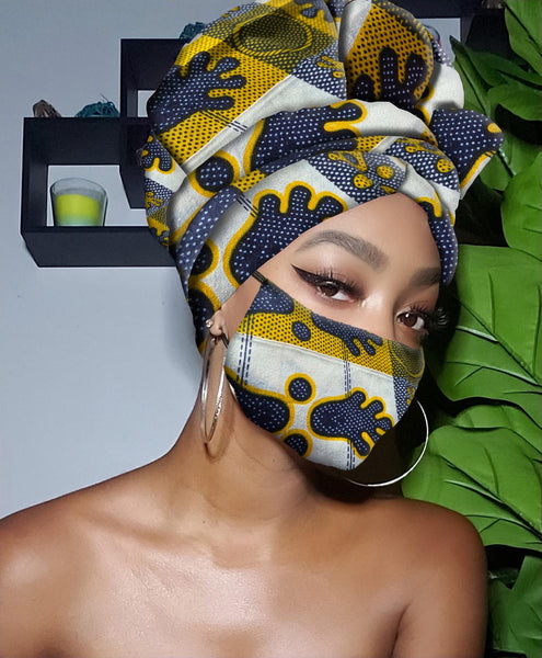 Sakina Slip On Satin Lined Headwrap and Mask