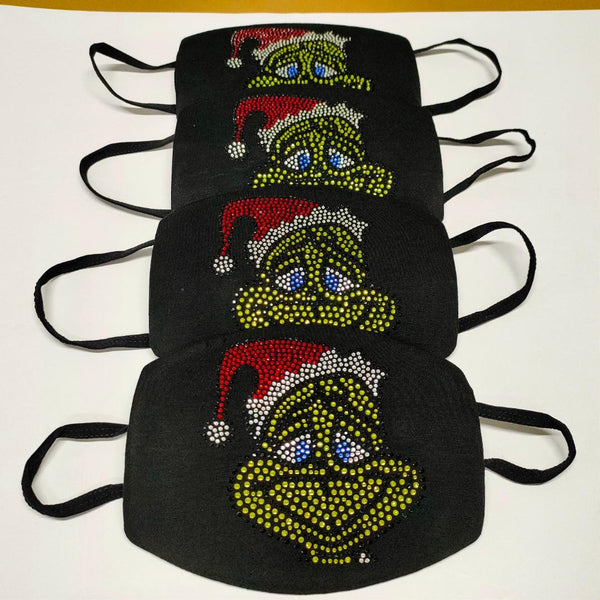 The Grinch Rhinestone Diamond Mask Collection ( Mask for the entire family)