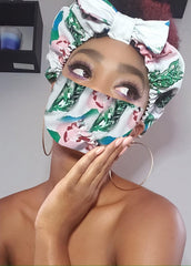 Lyn Pre Tie Satin Lined Slip On Headwrap Headband and Mask