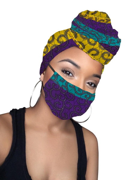 Isabella African Print Headwrap and mask
