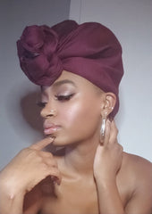 Purple Jersey Knit Stretched Fabric Satin Lined Headwrap