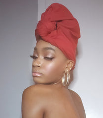 Burgundy Jersey Knit Stretched Fabric Satin Lined Headwrap