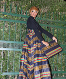 Sheer Royalty Print headwrap, Maxi Skirt, Mask & bag