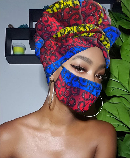 Kayla Slip On Satin Lined Headwrap and Mask