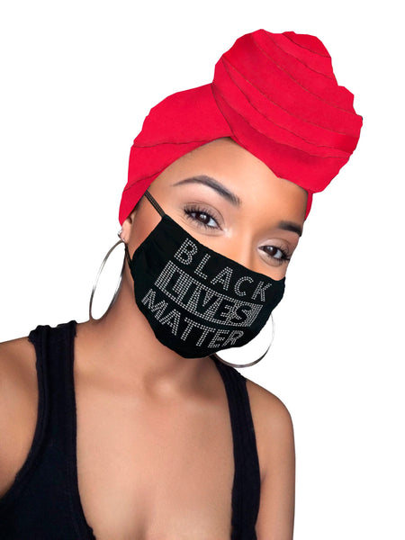 BLack Lives Matter Facemask, Headwrap & Dress - Red