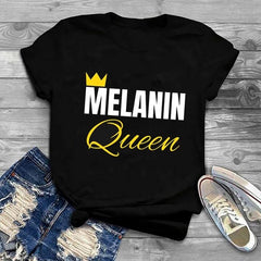 Melanin Queen Yellow and White Print T-Shirt