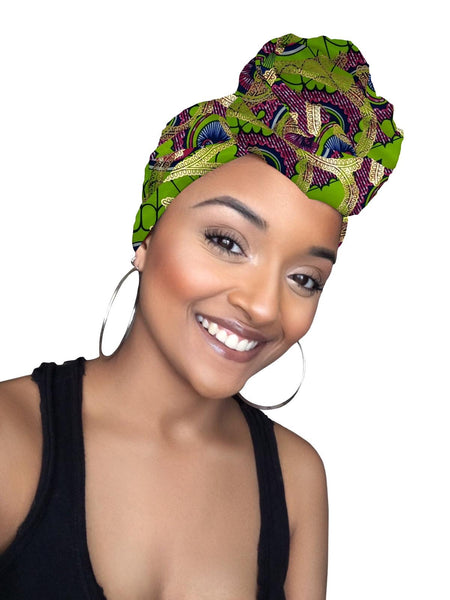 Rhea Limited Edition Holiday Gold Print African Headwrap