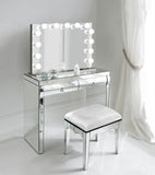 Monroe 31" x 25" Lighted Glam Vanity Mirror | LED All Mirror - Makeup Hollywood Mirror | Table Top Or Wall Mount | Plug-in