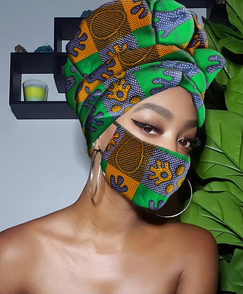 TONI SLIP ON SATIN LINED HEADWRAP AND MASK