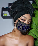 Black Zeta Phi Beta Slip On Satin Lined Headwrap and Mask