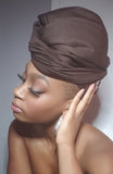 Brown Jersey Knit Stretched Fabric Headwrap