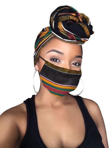 Sheer Royalty  Headwrap and Face Mask combo