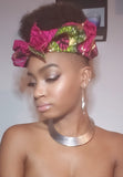 Sisi Pre Tie Satin Lined Slip On Headwrap Headband and Mask