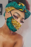Missy Pre Tie Satin Lined Slip On Headwrap Headband and Mask