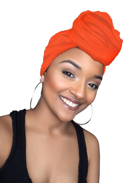 Orange Jersey Knit Stretched Fabric Headwrap