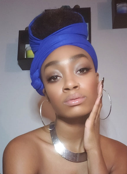 Royal Blue Jersey Knit Stretched Fabric Headwrap