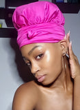 Rose Pink Slip On Satin Lined Headwrap and Mask