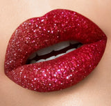 COMPLETE BRIGHT RED GLITTER LIP KIT - COMES WITH GLITTER LIP BRUSH, & MAKEUP REMOVER