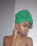 Green Jersey Knit Stretched Fabric Satin Lined Headwrap