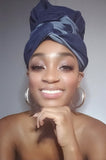Jeans Slip On Satin Lined Headwrap and Mask