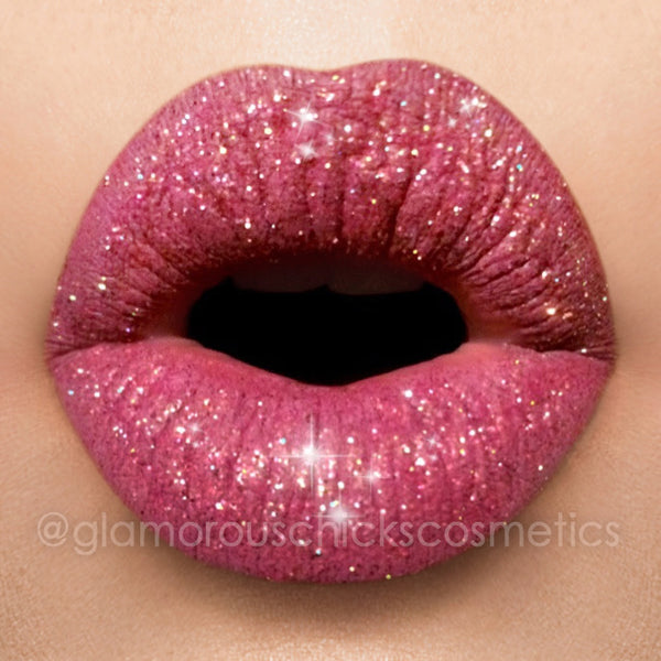 Pink+ grapefruit glitter lips