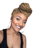 Sarai Cheetah Print Stretched Satin Lined Headwrap and Mask