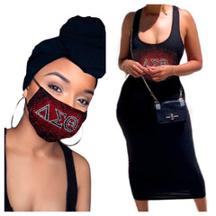 Delta Headwrap, Mask and Dress combo
