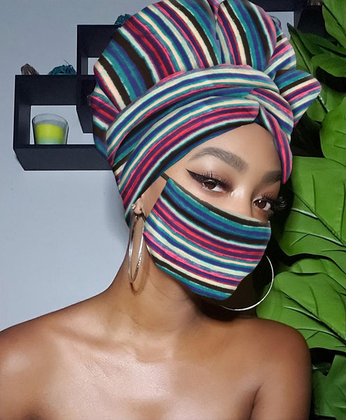 Colored Striped Slip On Satin Lined Headwrap