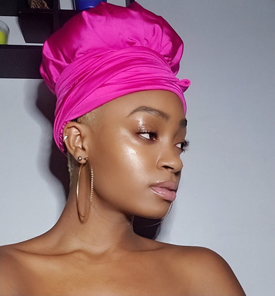 Rose Pink Slip On Satin Lined Headwrap