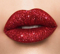 Holiday red glitter lipstick collection