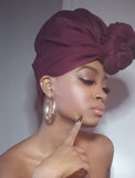 Purple Jersey Knit Stretched Fabric Satin Lined Headwrap