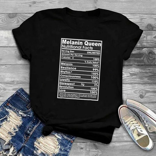 Melanin Queen Nutritional Facts Black T-Shirt