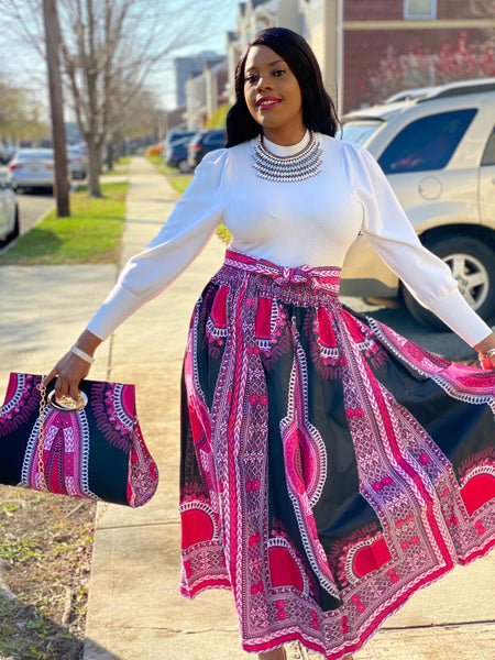 Luna Print Headwrap, Maxi Skirt & bag set