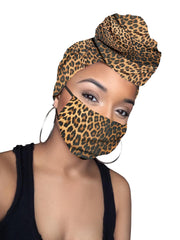 Sarai Cheetah Print Stretched Headwrap and Mask