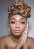 Abiah Cheetah Print Stretched Fabric Headwrap and Mask