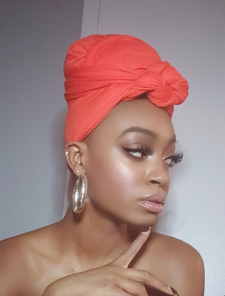 Peach Jersey Knit Stretched Fabric Headwrap